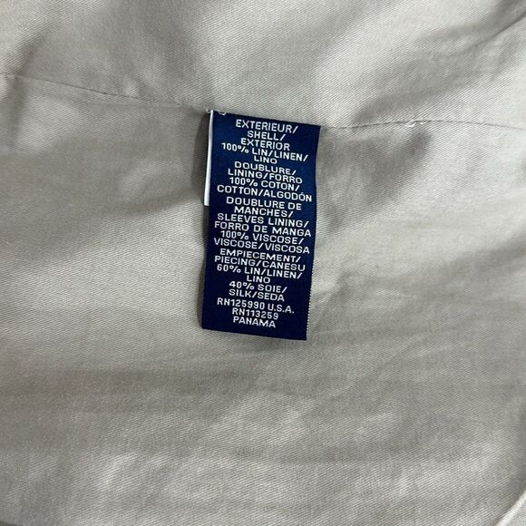 Faconnable Panama Linen Beige Two Button Closure Blazer Size 14 - Picture 9 of 14